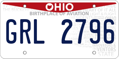 OH license plate GRL2796