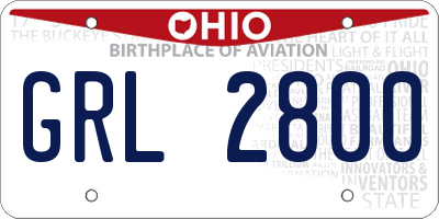 OH license plate GRL2800