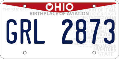 OH license plate GRL2873