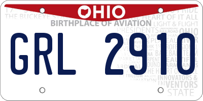 OH license plate GRL2910