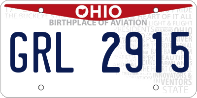 OH license plate GRL2915