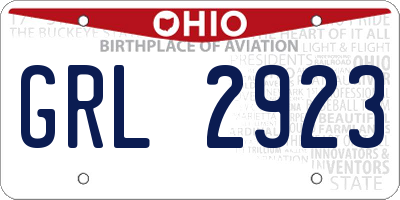 OH license plate GRL2923