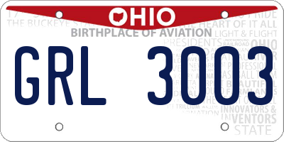 OH license plate GRL3003