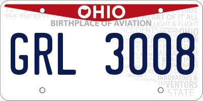 OH license plate GRL3008