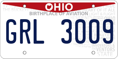 OH license plate GRL3009