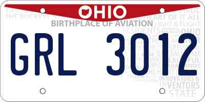 OH license plate GRL3012