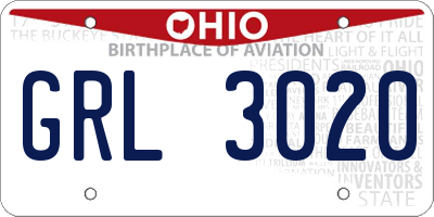 OH license plate GRL3020