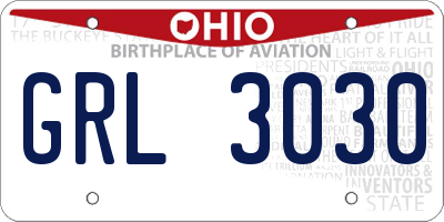 OH license plate GRL3030
