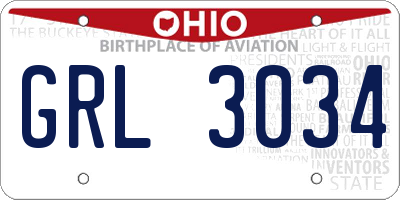OH license plate GRL3034