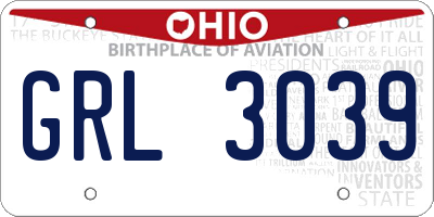 OH license plate GRL3039