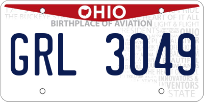 OH license plate GRL3049