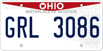 OH license plate GRL3086
