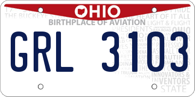 OH license plate GRL3103