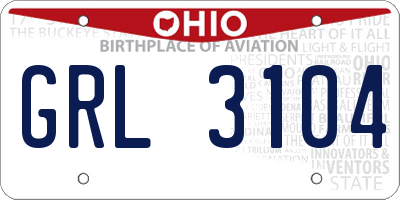 OH license plate GRL3104