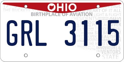 OH license plate GRL3115