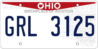 OH license plate GRL3125