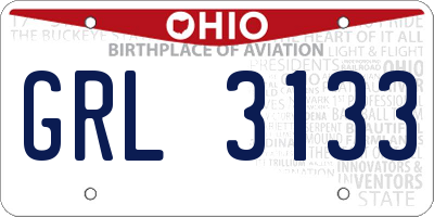 OH license plate GRL3133