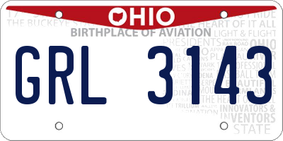 OH license plate GRL3143