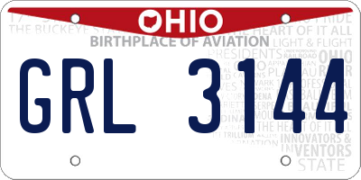 OH license plate GRL3144