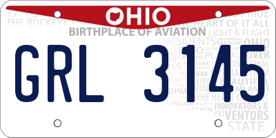 OH license plate GRL3145