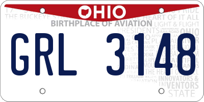 OH license plate GRL3148