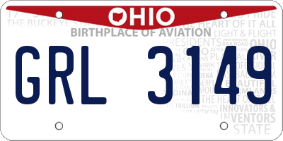 OH license plate GRL3149