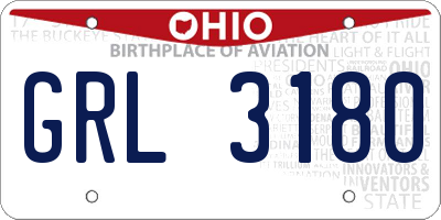 OH license plate GRL3180