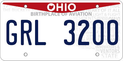 OH license plate GRL3200