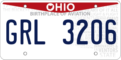 OH license plate GRL3206