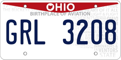 OH license plate GRL3208