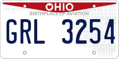 OH license plate GRL3254