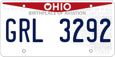 OH license plate GRL3292