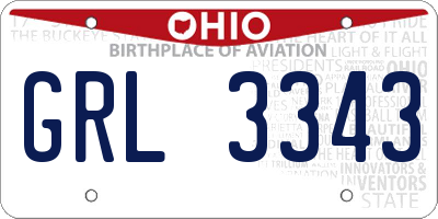 OH license plate GRL3343