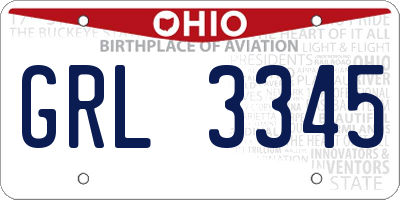 OH license plate GRL3345