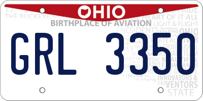 OH license plate GRL3350