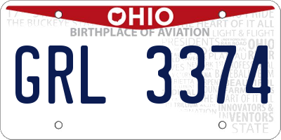 OH license plate GRL3374
