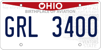 OH license plate GRL3400