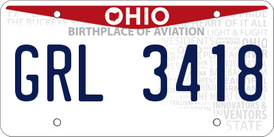 OH license plate GRL3418