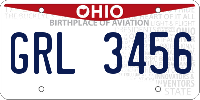 OH license plate GRL3456
