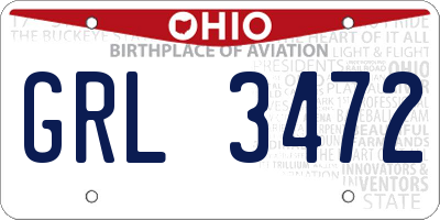 OH license plate GRL3472