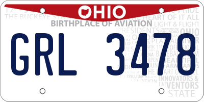 OH license plate GRL3478