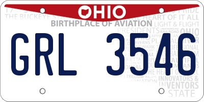 OH license plate GRL3546