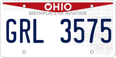 OH license plate GRL3575