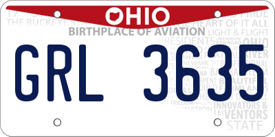 OH license plate GRL3635