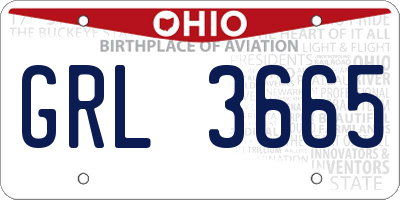 OH license plate GRL3665