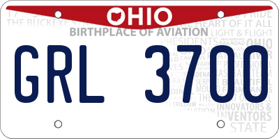 OH license plate GRL3700