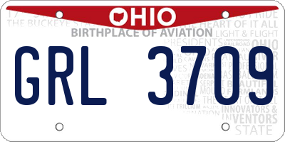 OH license plate GRL3709