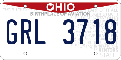 OH license plate GRL3718