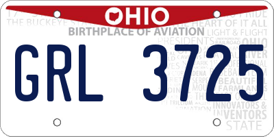 OH license plate GRL3725