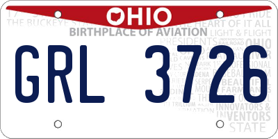 OH license plate GRL3726